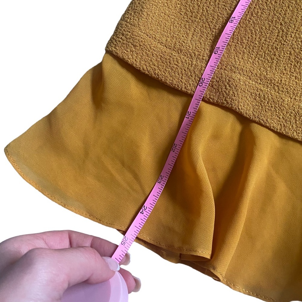 Zara blouse mustard yellow ruffle details large 3/4 sleeve - Picture 7 of 9